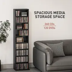 HOMCOM 260 Narrow CD Storage Unit - Black - 4