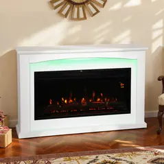HOMCOM 2000W 5118 BTU Faux Flame Fireplace - White - 2