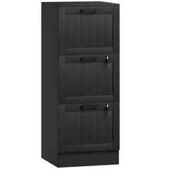 HOMCOM 3 Drawer Filing Cabinet with Lock, Office Storage Cabinet with Adjustable Hanging Bars for A4 Letter Size Files, Black - 1