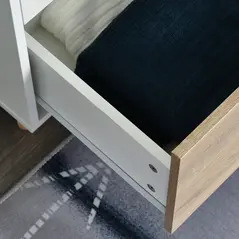 HOMCOM 2-Door Clothes Wardrobe w/ Rail Shelf 2 Drawers Wood Feet Elegant Home Storage Organisation Furniture Dresses Coats Blankets Shoes White - 9