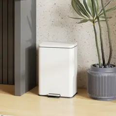 HOMCOM 20L Kitchen Bin with Soft-Close Lid and Stay-Open Function, Pedal Bin with Removable Inner Bucket for Kitchen, Office, Home, Cream - 2