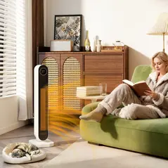 HOMCOM 2000W Ceramic Electric Heater with Fan, Timer, Oscillation - White - 2
