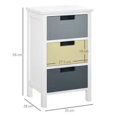 HOMCOM 3 Drawer Storage Tower, Dresser Chest with Wood Top, Organiser Unit for Closets Bedroom Nursery Room Hallway - 3