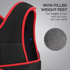 HOMCOM 20kg Weighted Vest, Adjustable Running Weight Vest with 38 Weight Bags for Men or Women Cardio Exercise, Black and Red - 5