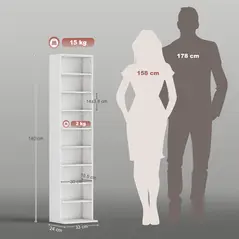 HOMCOM 260 Narrow CD Storage Unit - White - 3