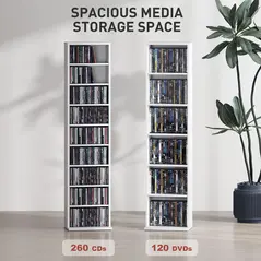 HOMCOM 260 Narrow CD Storage Unit - White - 4