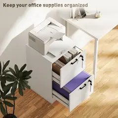 HOMCOM 2-Drawer Filing Cabinet with Lock - White - 4