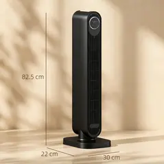 HOMCOM 2000W Ceramic Electric Heater with Fan, Timer, Oscillation - Black - 3