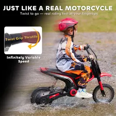 HOMCOM 24V Electric Motorbike 18km/h with Twist Grip Throttle, Enhanced Power and Extended Range - Red - 4
