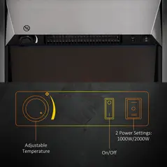 HOMCOM 2KW Stainless Steel Electric Fireplace Pebble Burning Effect Heater Fire Flame Indoor Stove LED Lighting - 5