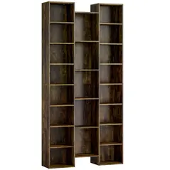 HOMCOM 21-Compartment Bookshelf - Brown - 1