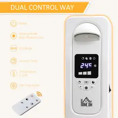 HOMCOM 2500W Digital Display Oil Filled Radiator, 11 Fin Portable Electric Heater with Timer, Adjustable Thermostat, Three Heat Settings, Safety Cut Off, Remote, White - 5