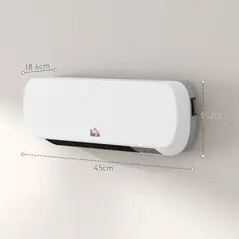 HOMCOM 2000W Wall Mounted Ceramic Space Heater, 10-49°C Temperature, White - 3