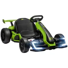HOMCOM 24V Electric Go Kart for Kids with Adjustable Seat for 6-12 Years, Green - 1