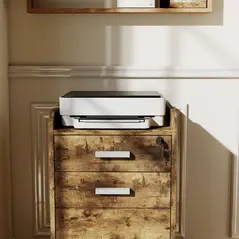 HOMCOM 3 Drawer Filing Cabinet with Lock, Rolling File Cabinet with Edged Top for Letter, A4 Size, Hanging File Folders - 9