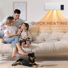 HOMCOM 2000W Wall-Mounted Heater, 18-45°C Temperature, White - 9