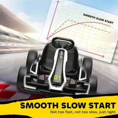 HOMCOM 24V Electric Go Kart for Kids with Adjustable Seat for 6-12 Years, White - 7