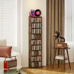 HOMCOM 260 Narrow CD Storage Unit - Rustic Brown - 2