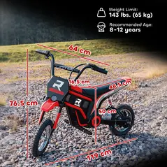 HOMCOM 24V Electric Motorbike 18km/h with Twist Grip Throttle, Enhanced Power and Extended Range - Red - 3