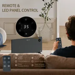 HOMCOM 2000W Electric Convector Heater, Freestanding or Wall Mounted, Space Heater with Adjustable Thermostat, Timer, Grey - 9