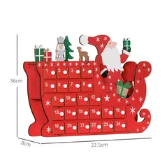 HOMCOM 24-Drawer Reusable Santa Sleigh Christmas Advent Calendar - 3