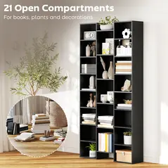 HOMCOM 21-Compartment Bookshelf - Black - 4