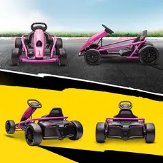 HOMCOM 24V Electric Go Kart for Kids, Drift Ride-On Racing Go Kart with 2 Speeds, for Boys Girls Aged 8-12 Years Old, Pink - 9