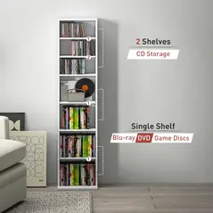 HOMCOM 260 Narrow CD Storage Unit - White - 8
