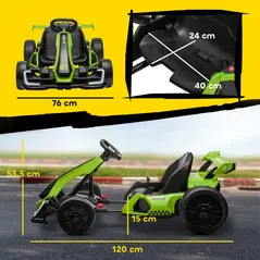 HOMCOM 24V Electric Go Kart for Kids with Adjustable Seat for 6-12 Years, Green - 3
