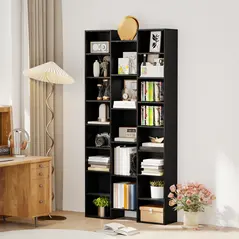 HOMCOM 21-Compartment Bookshelf - Black - 2
