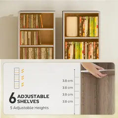 HOMCOM 260 Narrow CD Storage Unit - Natural Wood Finish - 5