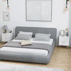 HOMCOM 2-Drawer Bedside Table Set of 2 - White - 9