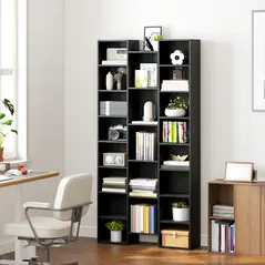 HOMCOM 21-Compartment Bookshelf - Black - 9
