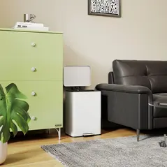 HOMCOM 20L Kitchen Bin with Soft-Close Lid and Stay-Open Function, Pedal Bin with Removable Inner Bucket for Kitchen, Office, Home, Cream - 8