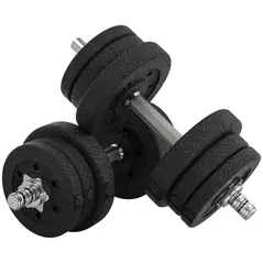 HOMCOM 25KG Adjustable Weights Dumbbells Set, Dumbbell Hand Weights for Home Office Gym Body Fitness Lifting Training, Black - 1
