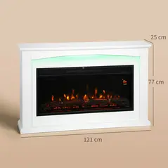 HOMCOM 2000W 5118 BTU Faux Flame Fireplace - White - 3