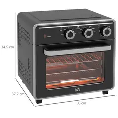HOMCOM 20L 90-230℃ Mini Convection Oven, with Air Fry Function - Black - 3