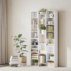 HOMCOM 21-Compartment Bookshelf - White - 7