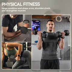 HOMCOM 2x17.5KG Rubber Hex Dumbbell Portable Hand Weights Dumbbell Home Gym - 7