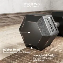 HOMCOM 2x12.5KG Rubber Hex Dumbbell Portable Hand Weights Dumbbell Home Gym - 4