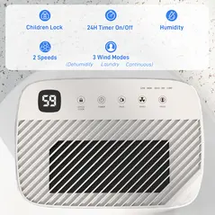 HOMCOM 20L/Day Dehumidifier, with Filter - White - 5