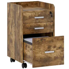 HOMCOM 3 Drawer Filing Cabinet with Lock, Rolling File Cabinet with Edged Top for Letter, A4 Size, Hanging File Folders - 1