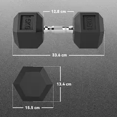 HOMCOM 2x15KG Rubber Hex Dumbbell Portable Hand Weights Dumbbell Home Gym - 3