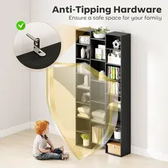 HOMCOM 21-Compartment Bookshelf - Black - 6