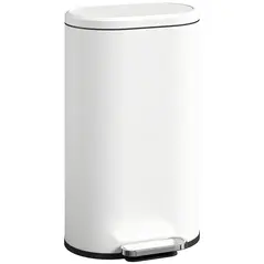 HOMCOM 30 L Modern Curved Kitchen Bin - Cream - 1