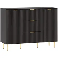 HOMCOM 2-Door Sideboard with 3 Drawers and Adjustable Shelves - Black - 1