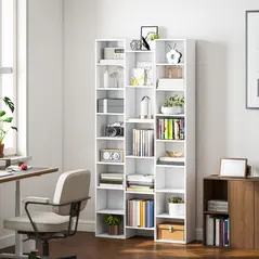HOMCOM 21-Compartment Bookshelf - White - 9