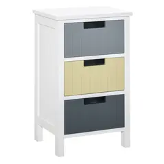 HOMCOM 3 Drawer Storage Tower, Dresser Chest with Wood Top, Organiser Unit for Closets Bedroom Nursery Room Hallway - 1