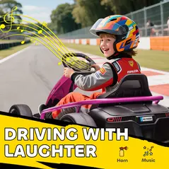 HOMCOM 24V Electric Go Kart for Kids, Drift Ride-On Racing Go Kart with 2 Speeds, for Boys Girls Aged 8-12 Years Old, Pink - 8