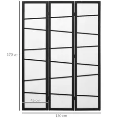 HOMCOM 3 Panel Room Divider, Wooden Folding Privacy Screen, Freestanding Wall Partition Separator for Bedroom, White - 3
